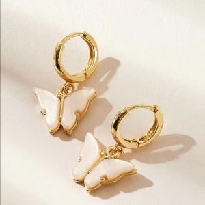 NWOT Pink Butterfly Drop Earrings